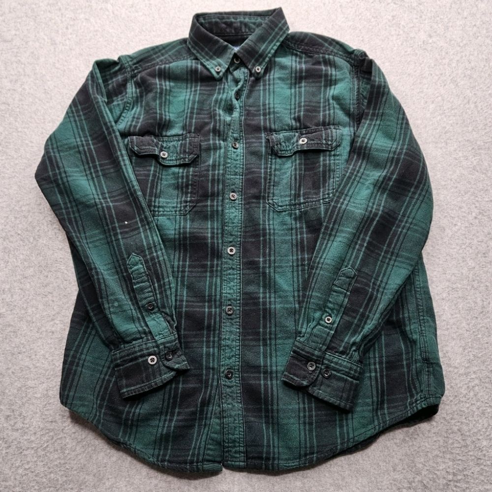 Faded Glory Men's Green and Black Checkered Shirt Size M